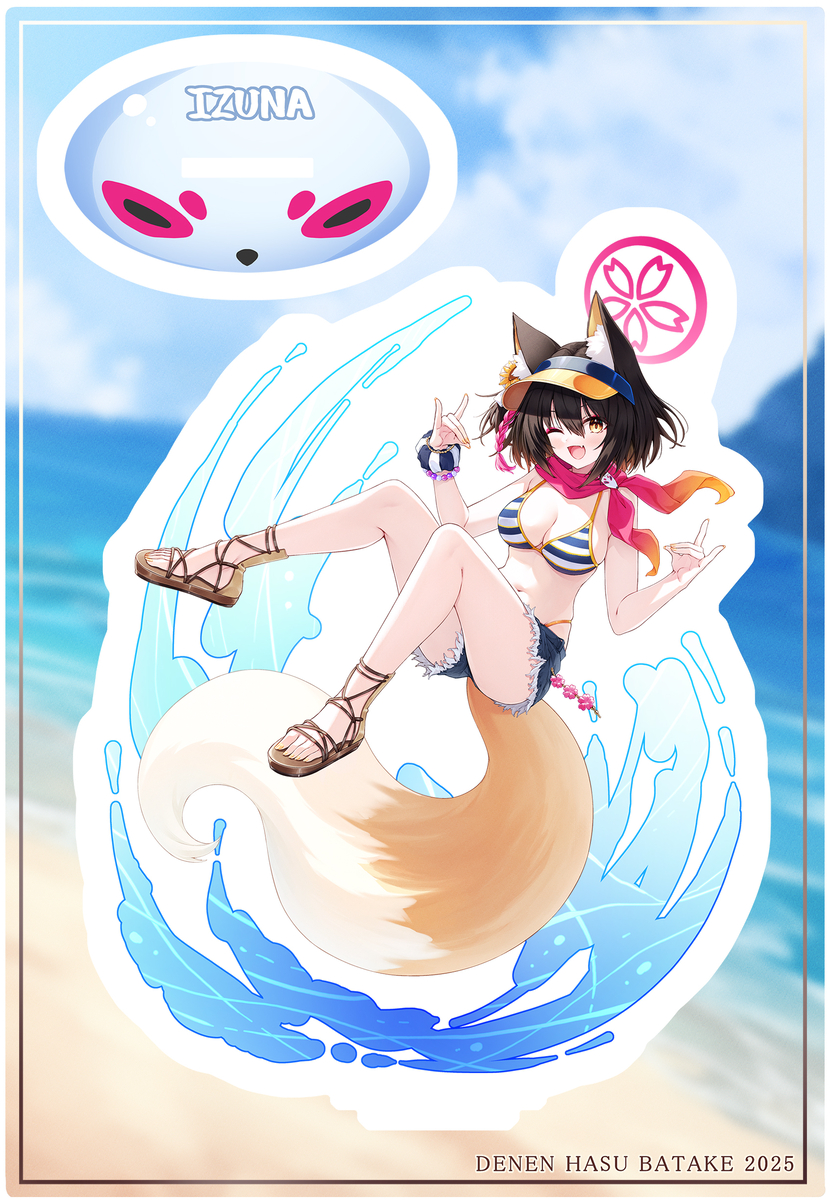 This is a pixiv picture whose title is 【告知】　水着イズナさん　アクリルスタンド　委託販売開始.