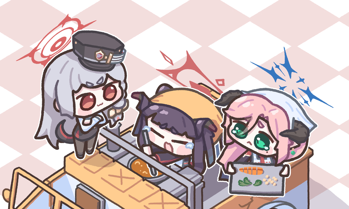 This is a pixiv picture whose title is 給食部 moment.