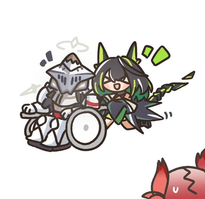 This is a pixiv picture whose title is 휠체어 미는 몬3이.