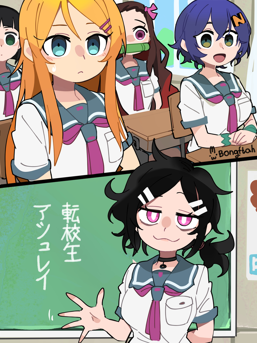 This is a pixiv picture whose title is 転校生.