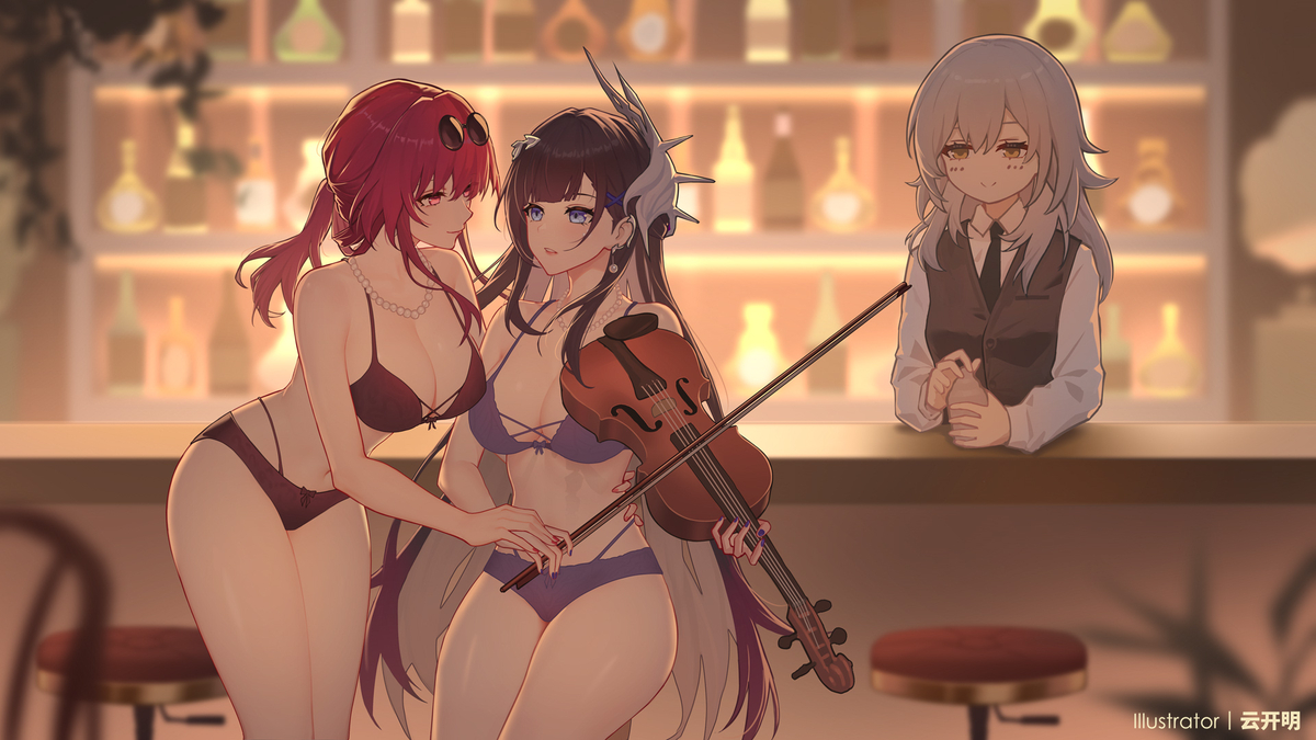 This is a pixiv picture whose title is 卡x海 内衣版.