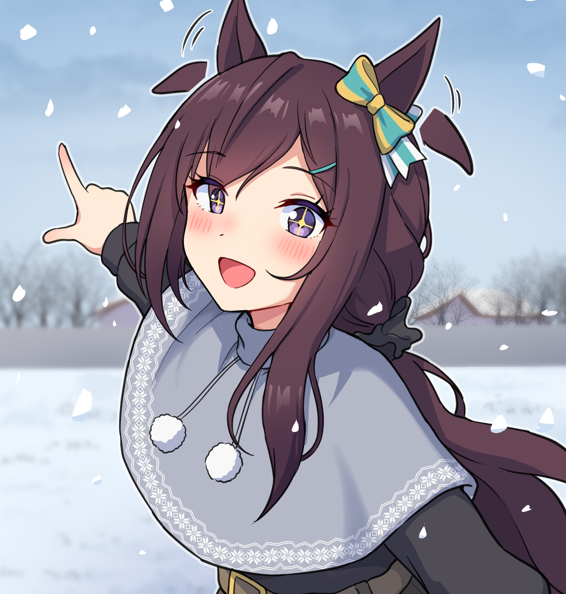 This is a pixiv picture whose title is (元動画参考)メジロドーベル31歳、雪にはしゃぎたい年頃.