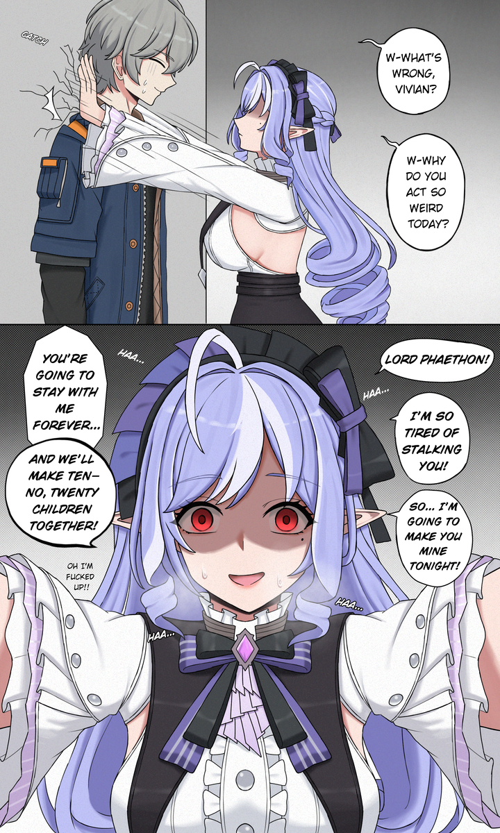 This is a pixiv picture whose title is Vivian can't hold it anymore.....