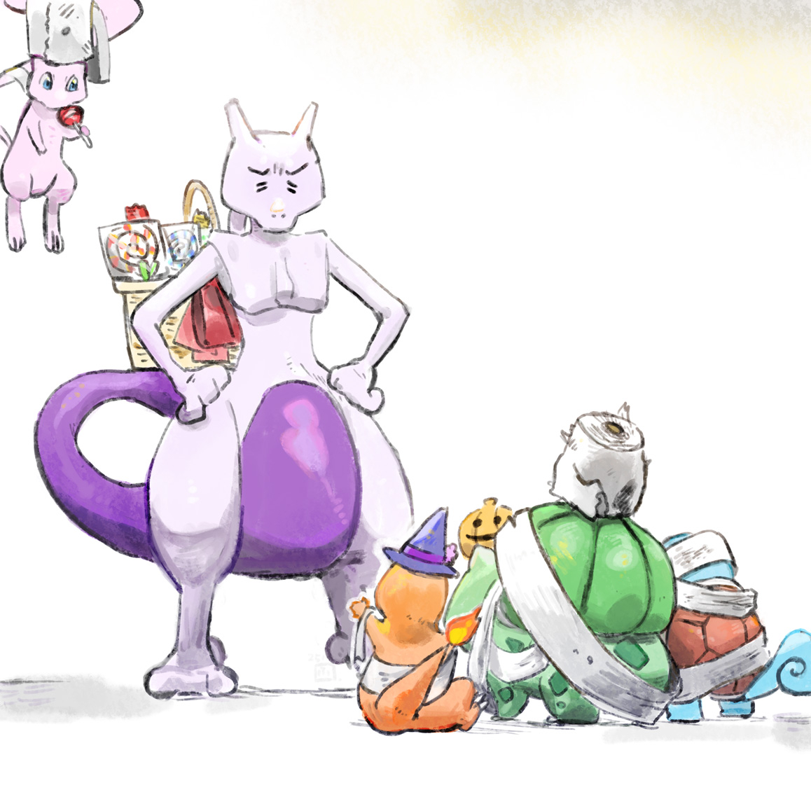 This is a pixiv picture whose title is ハロウィンのミュウツー.