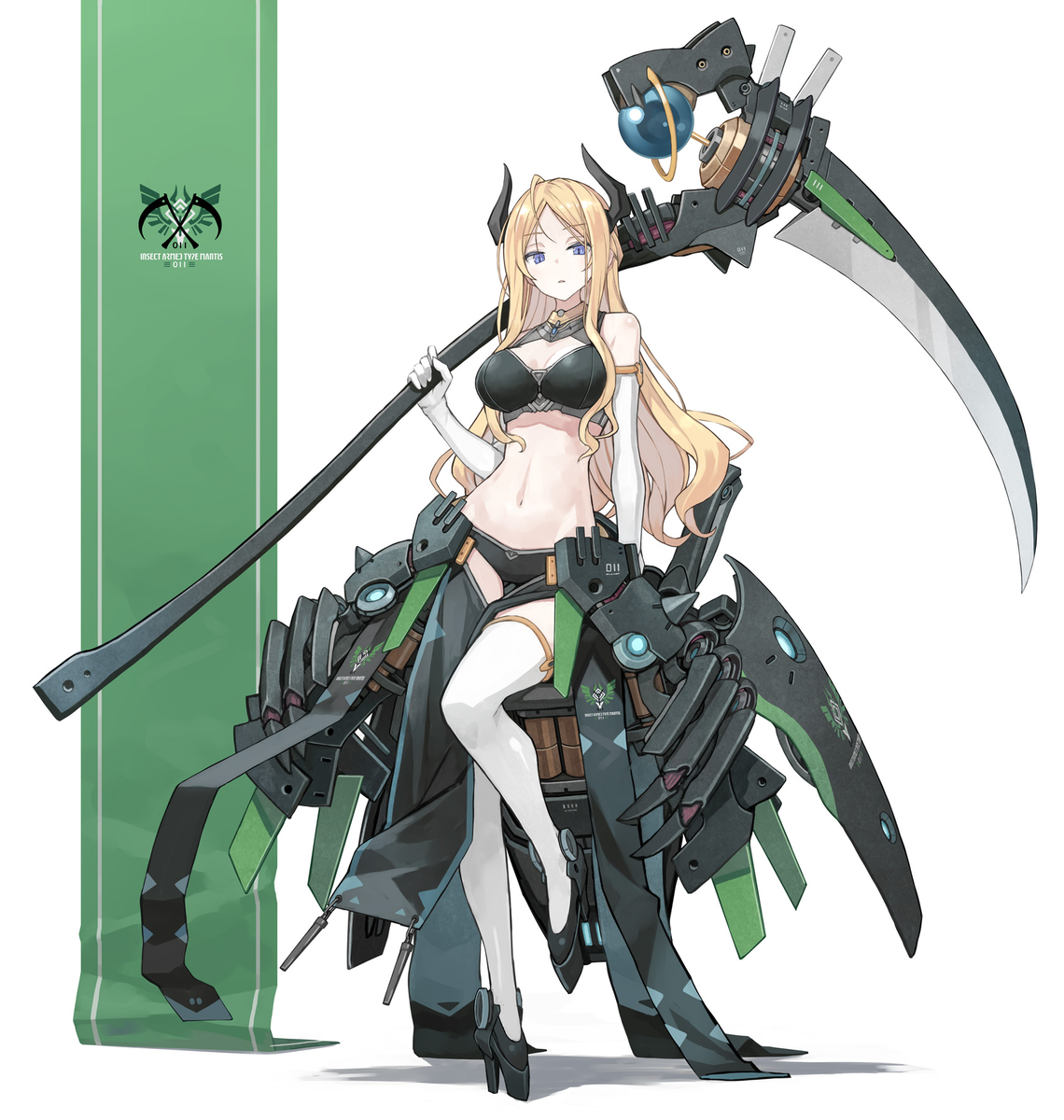 This is a pixiv picture whose title is 鎌娘（カマキリ型）.