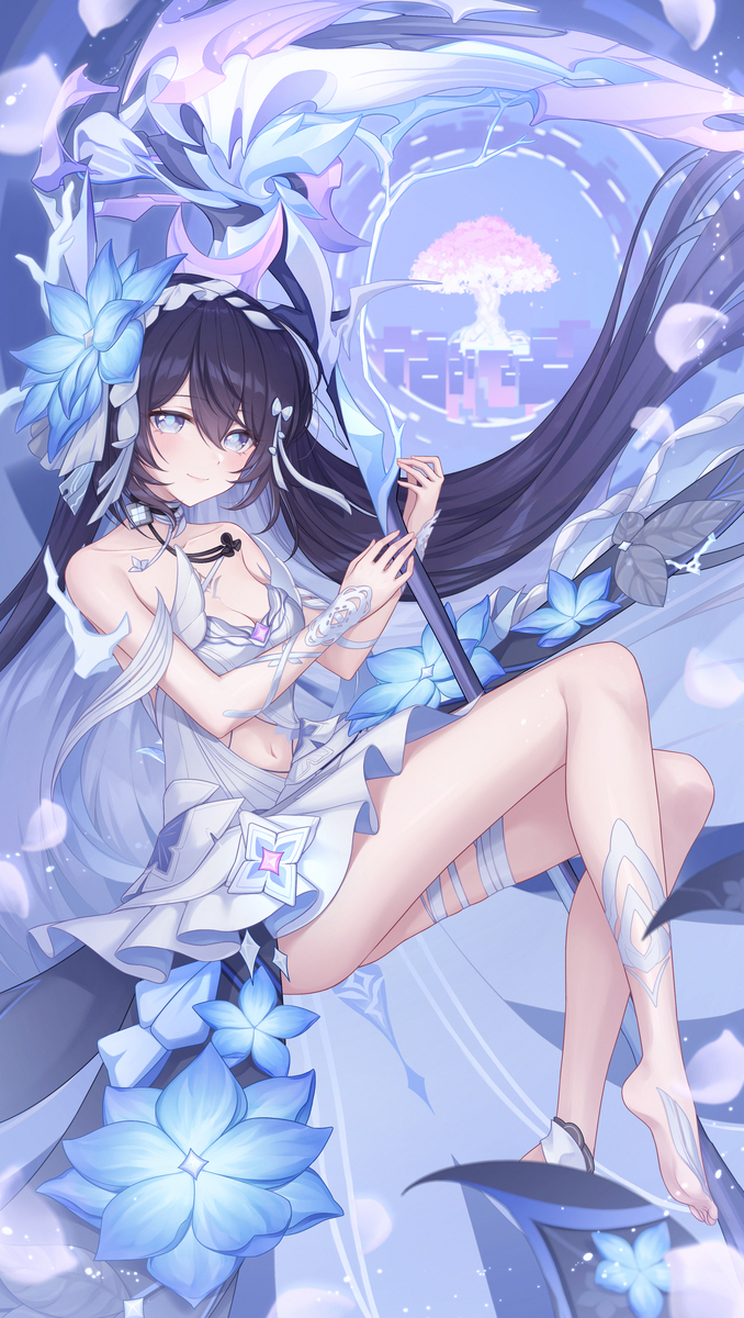 This is a pixiv picture whose title is 海に咲く花.