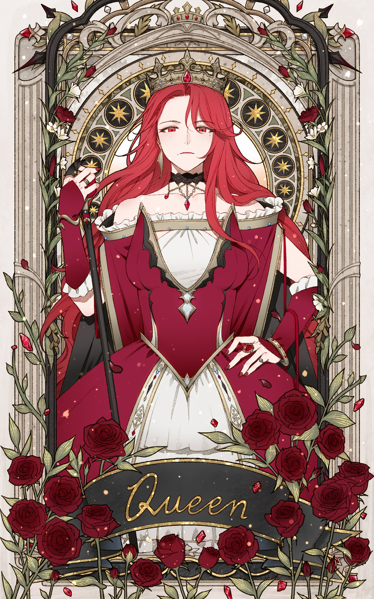 This is a pixiv picture whose title is 赤い女王.