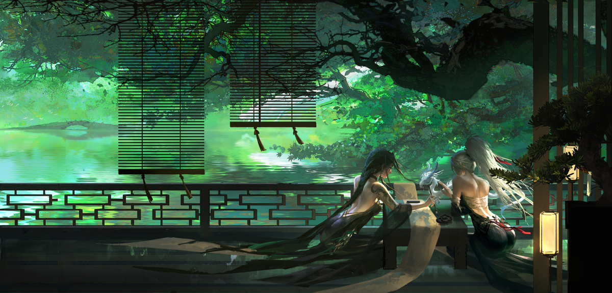 This is a pixiv picture whose title is 【板绘】只念书墨青晚风，从此不早朝.