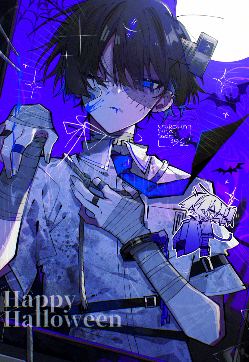 This is a pixiv picture whose title is HAPPY HALLOWEEN🔩🦇💙🖤.