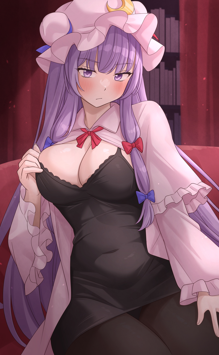 This is a pixiv picture whose title is 黒ランジェリーパチュリー.