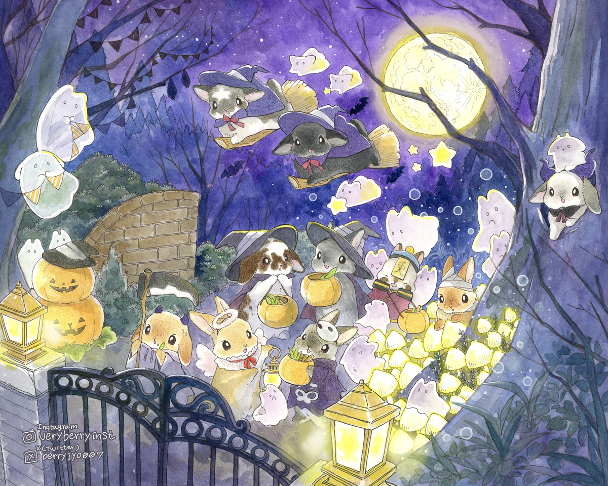 This is a pixiv picture whose title is 🐰うさぎさんのHalloween🎃.