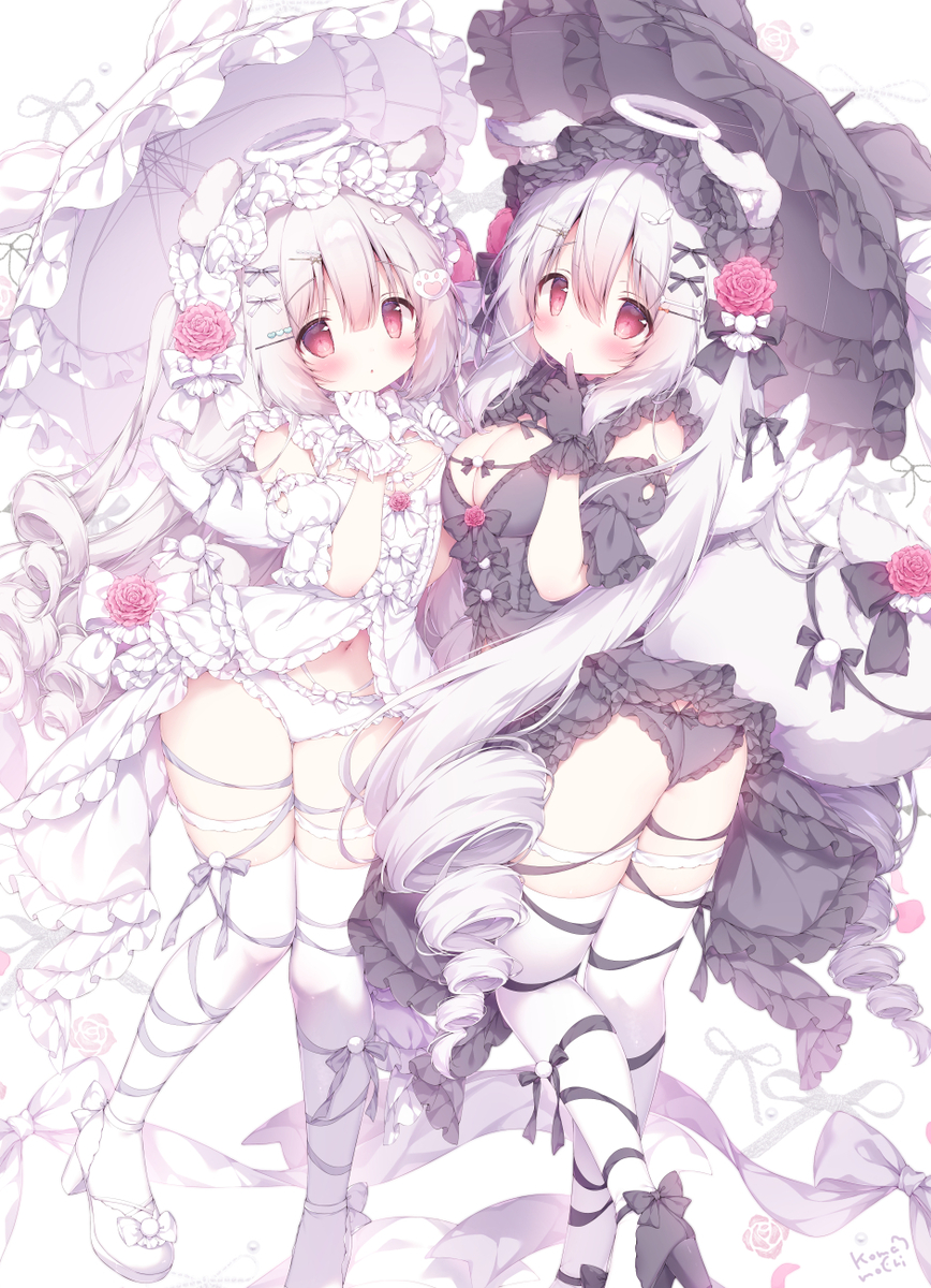 This is a pixiv picture whose title is 🌹🤍🖤🌹.