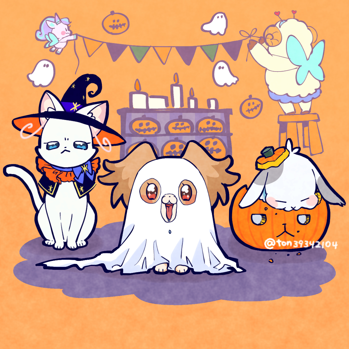 This is a pixiv picture whose title is 🎃🦴💖.