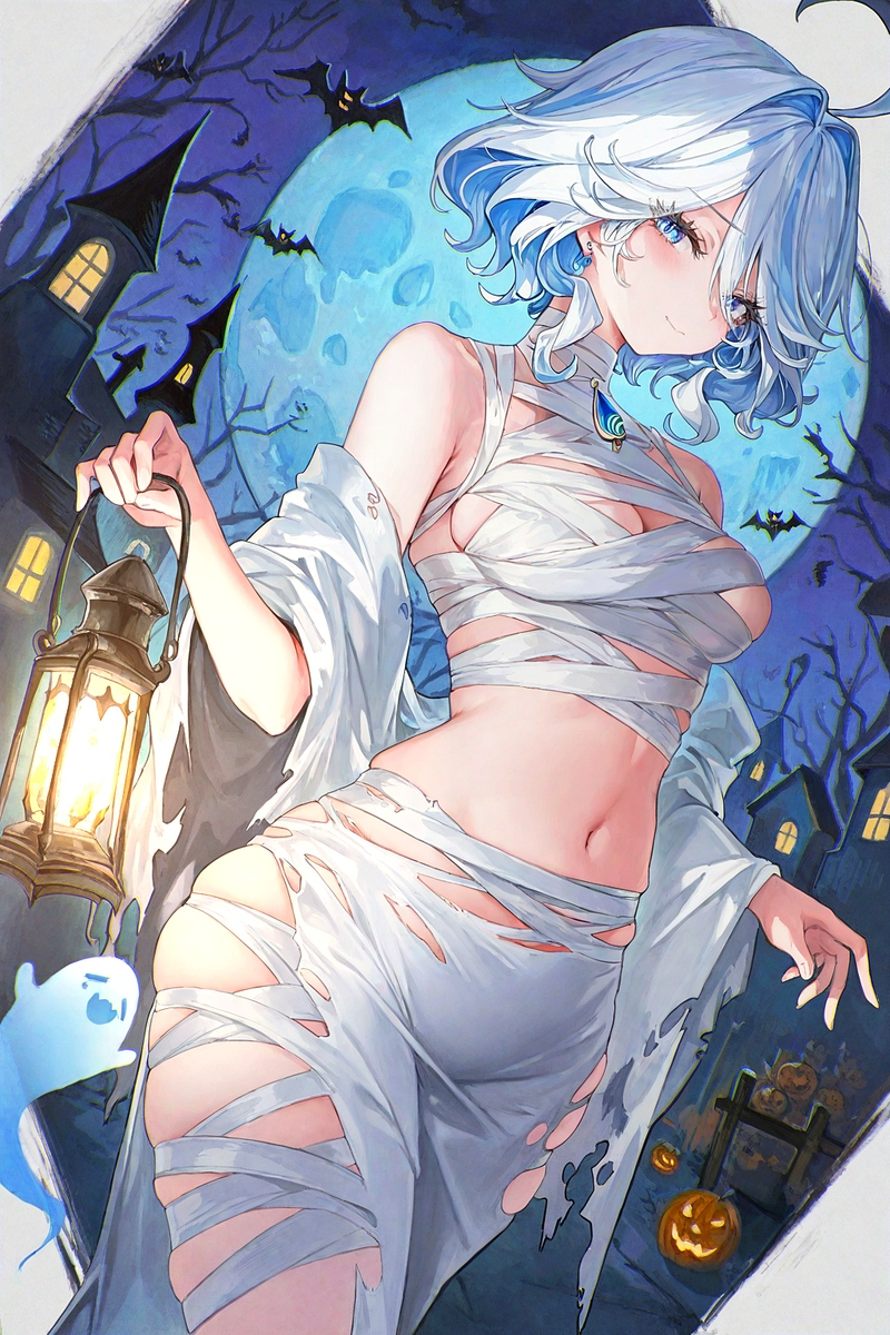 This is a pixiv picture whose title is フリーナ 🎃🦇.