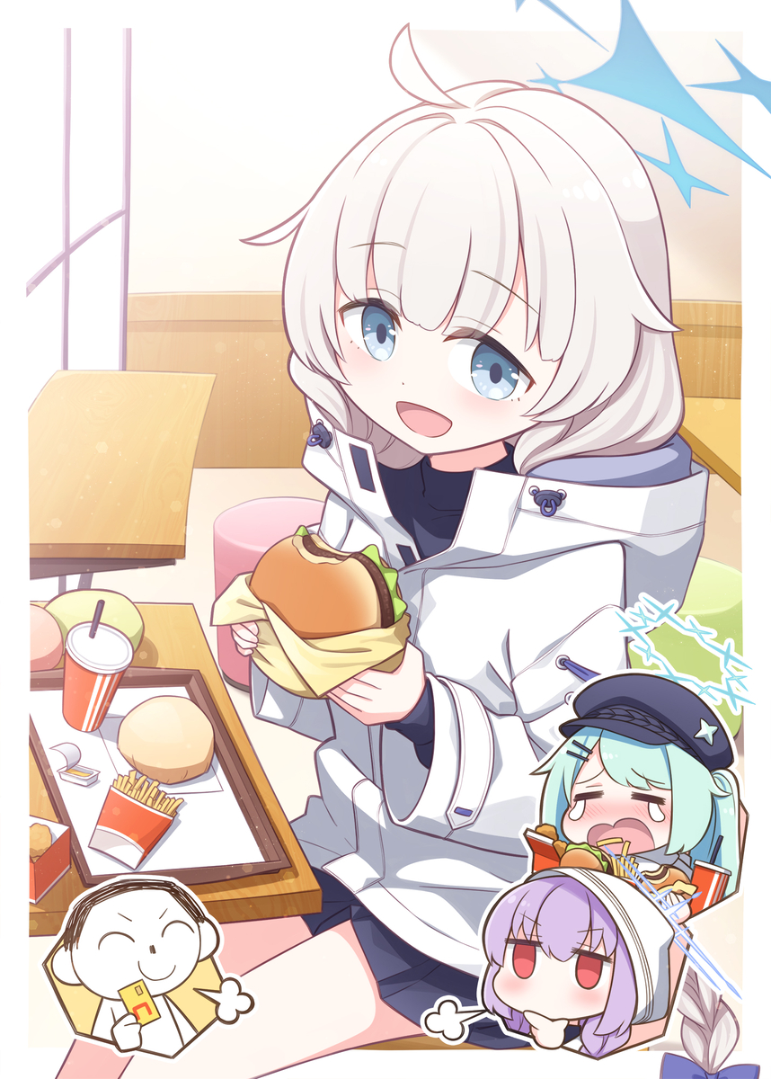 This is a pixiv picture whose title is もぐもぐハンバーガー.