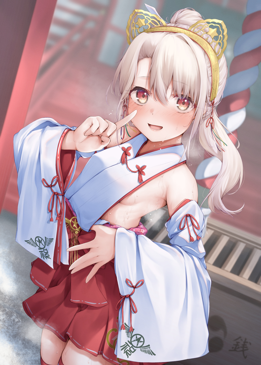 This is a pixiv picture whose title is 巫女イリヤちゃん.