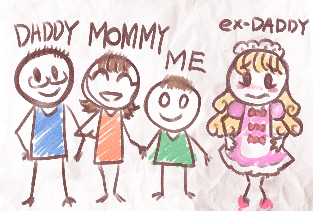 This is a pixiv picture whose title is パパとママとボクと、元パパ.