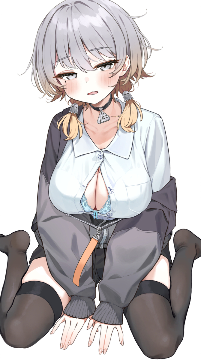 This is a pixiv picture whose title is 寝おき無防備おさげウルフちゃん.