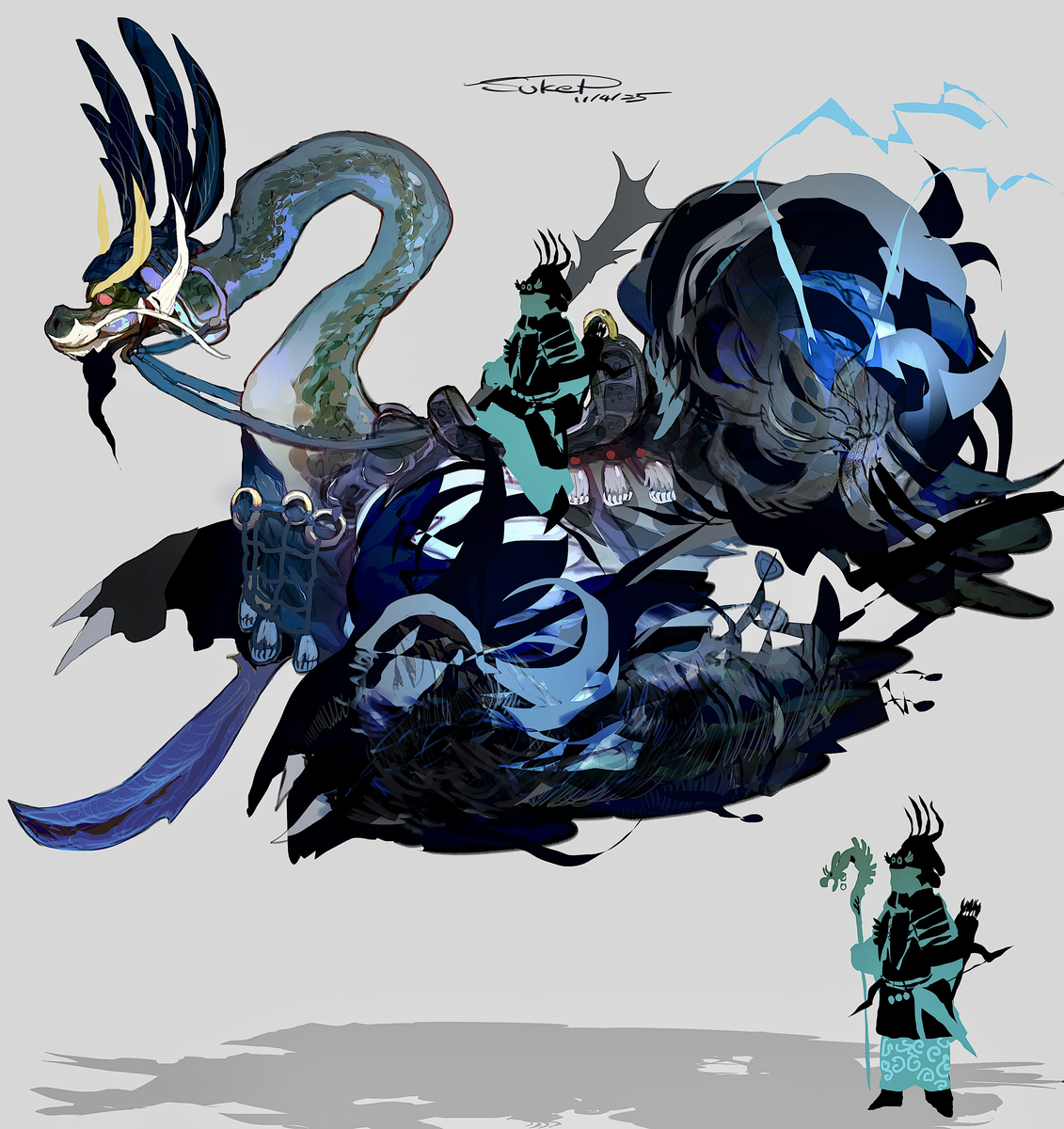 This is a pixiv picture whose title is メガジジーロン　騎乗装備.