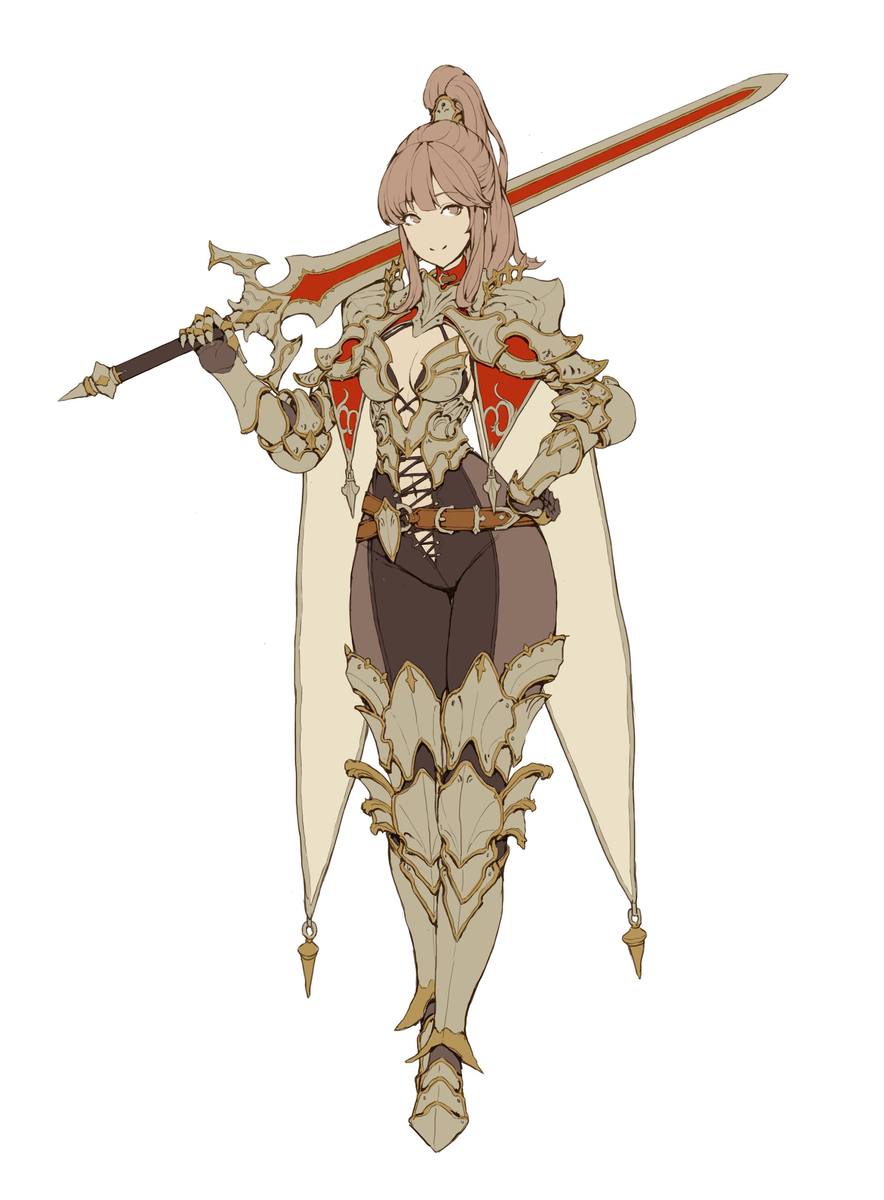 This is a pixiv picture whose title is Lady Knight Lineart.