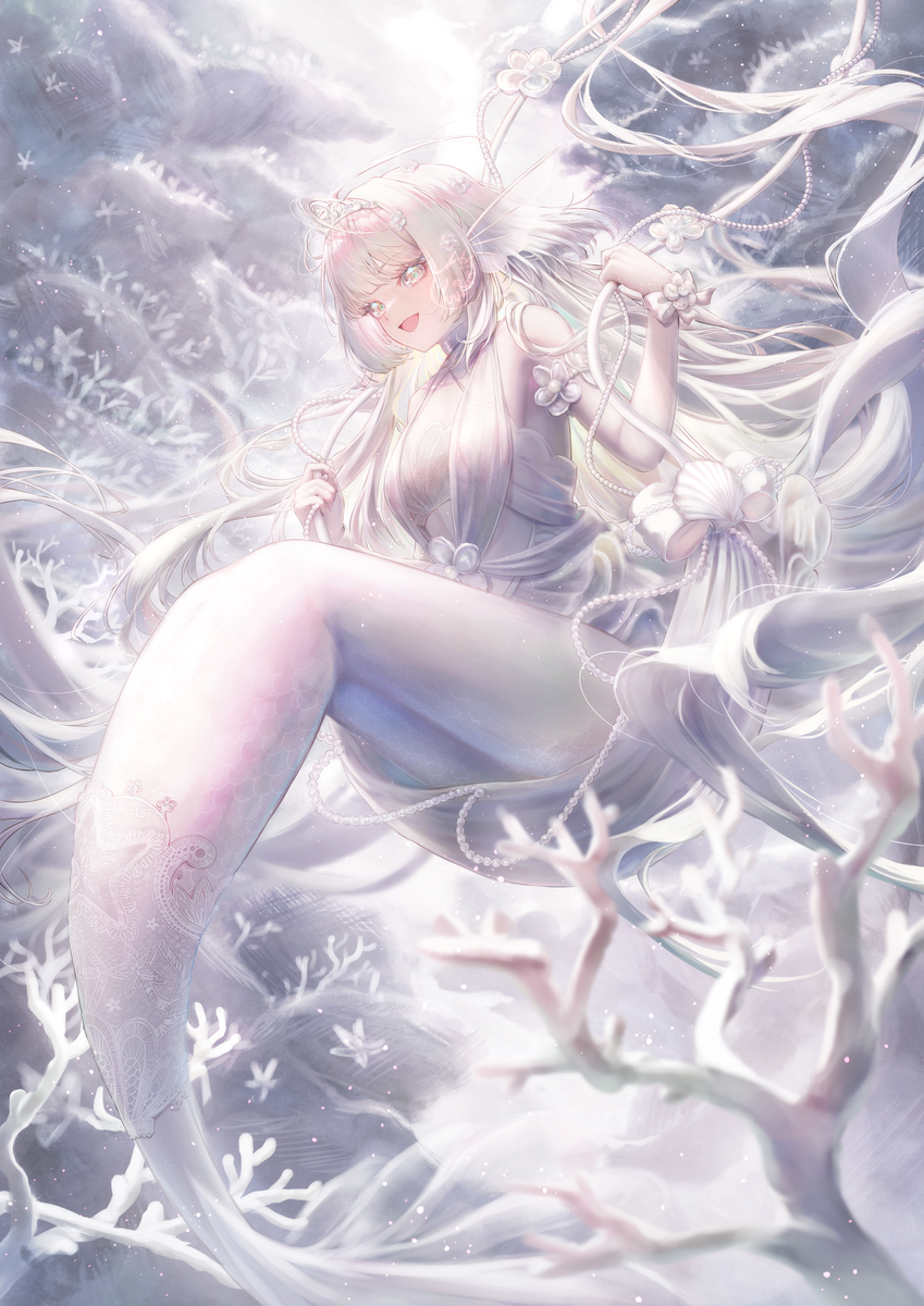 This is a pixiv picture whose title is 水中ブランコ～人魚姫の遊戯～.