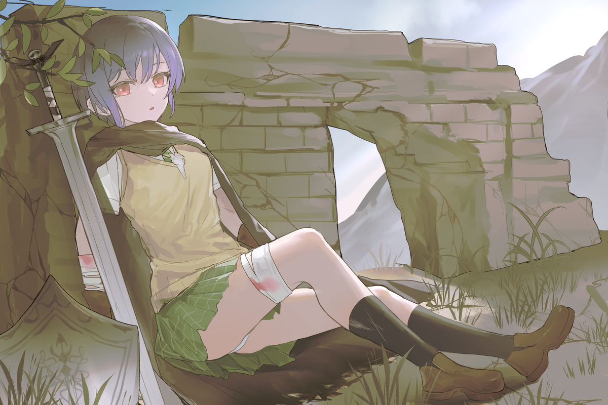 This is a pixiv picture whose title is 只有穿刺胸膛的剑才觉得是真实.