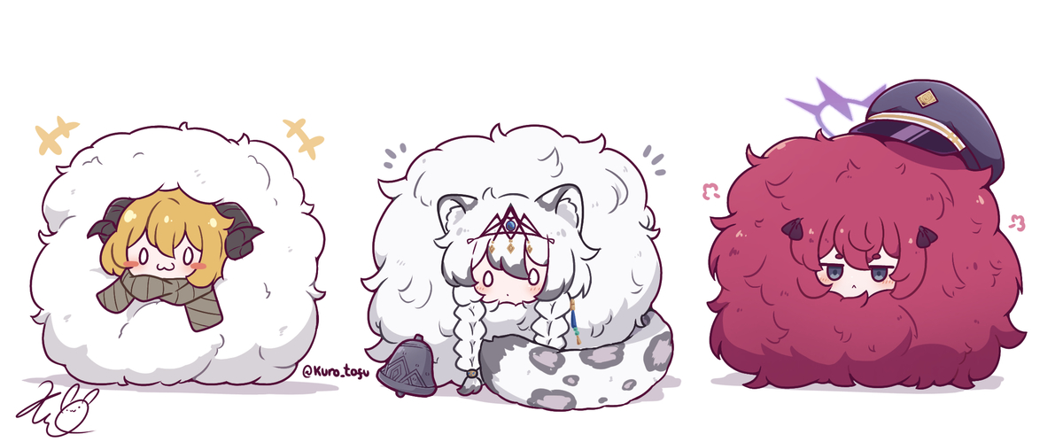 This is a pixiv picture whose title is The 3 Floofs.