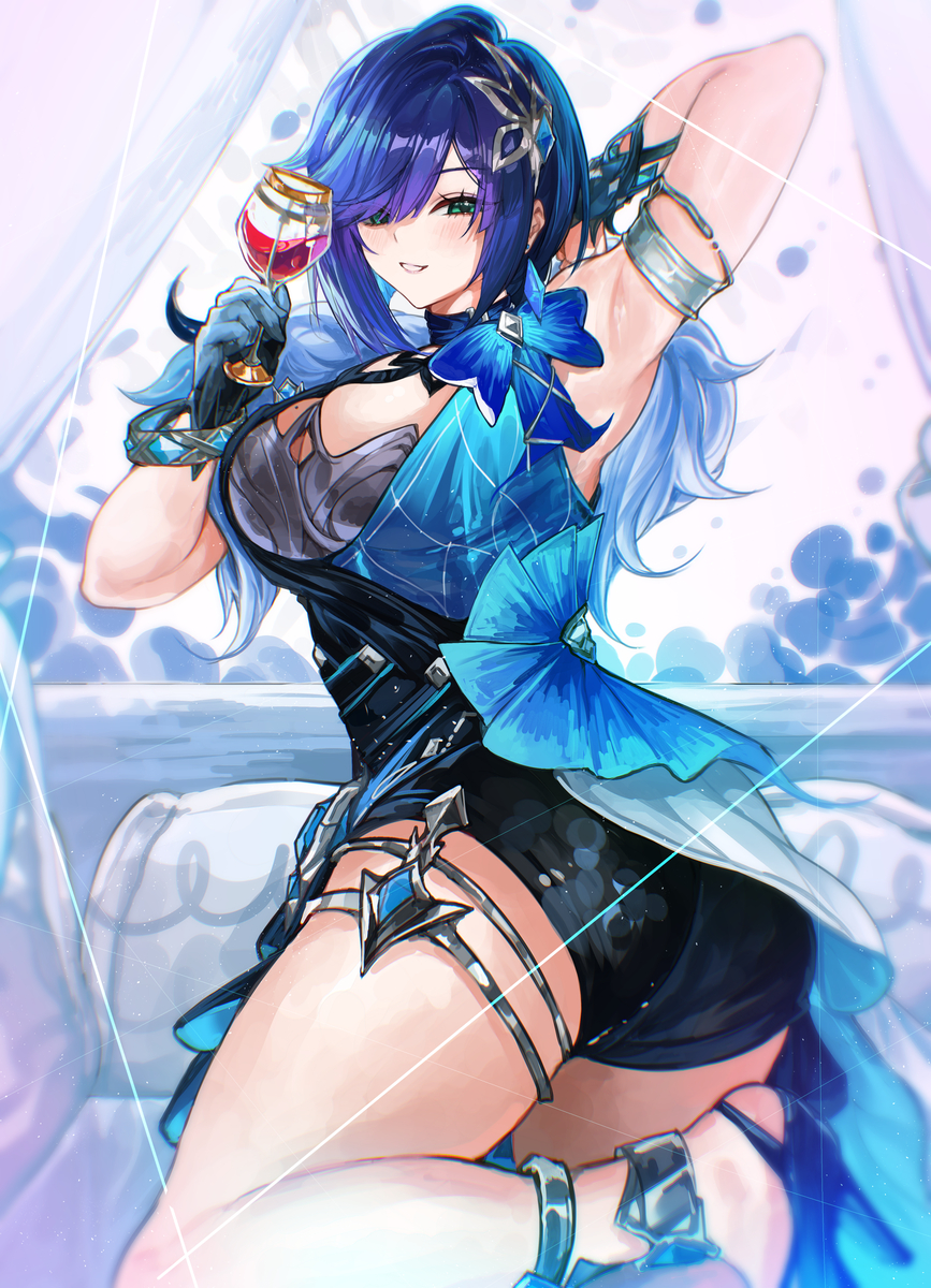 This is a pixiv picture whose title is 💙🍷.