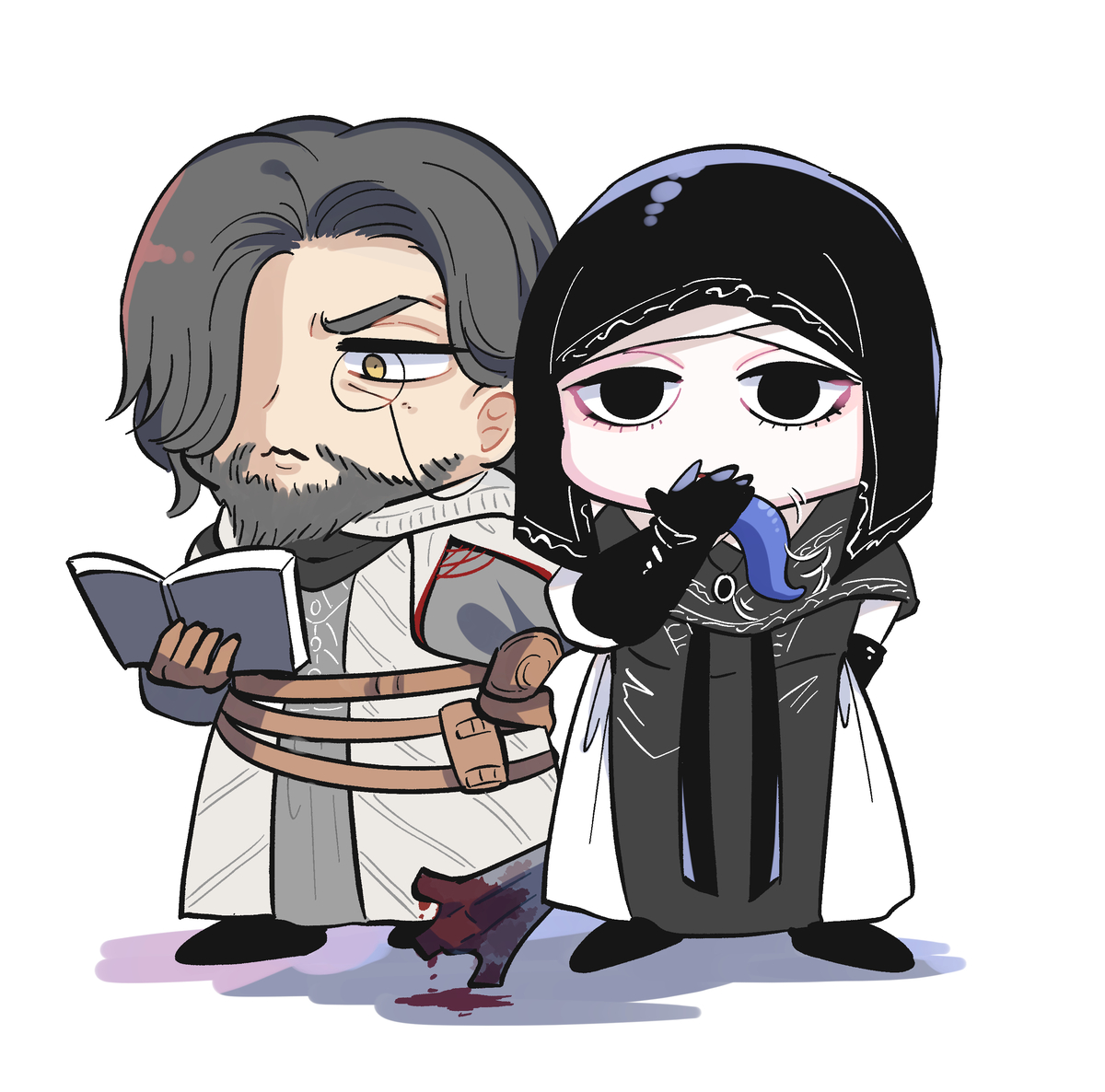 This is a pixiv picture whose title is 学者と葬儀屋.