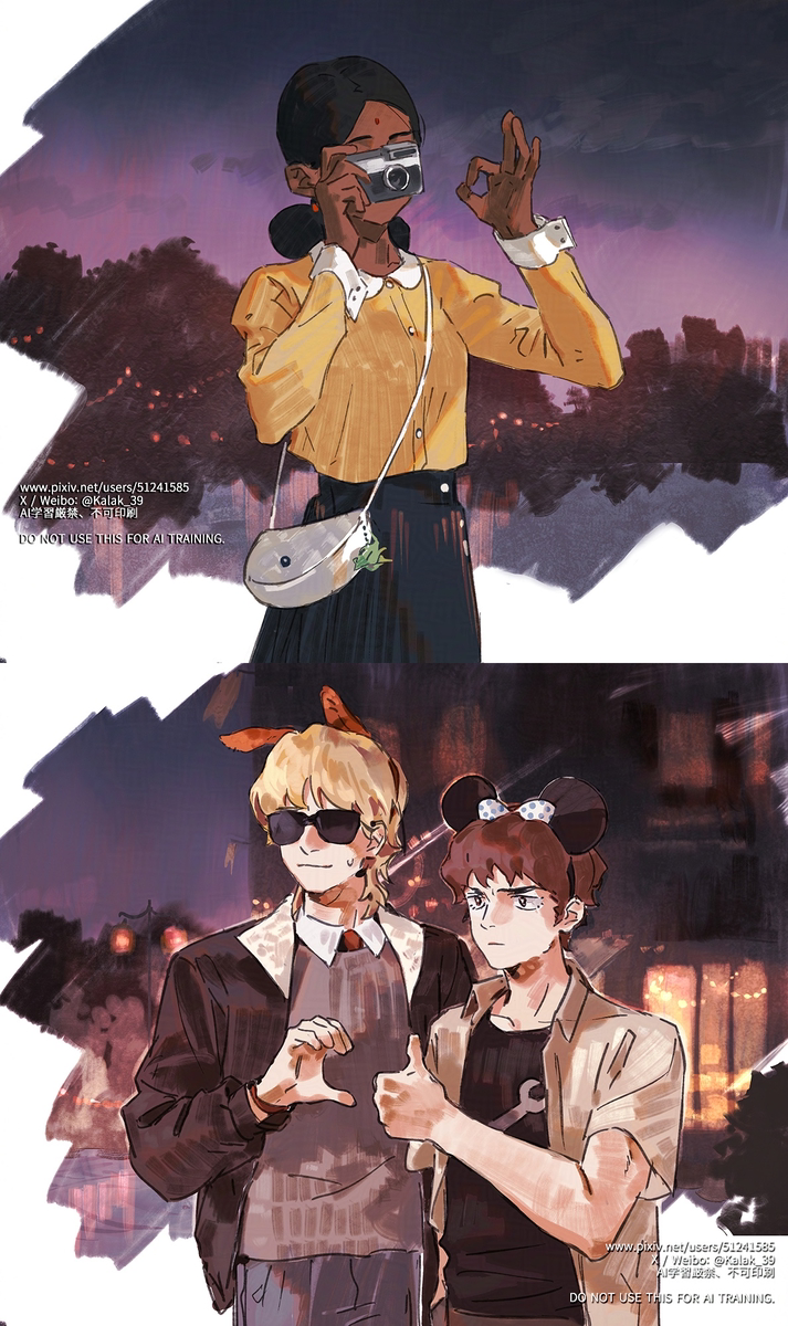 This is a pixiv picture whose title is 現パロ  ディ◯ニーランド.