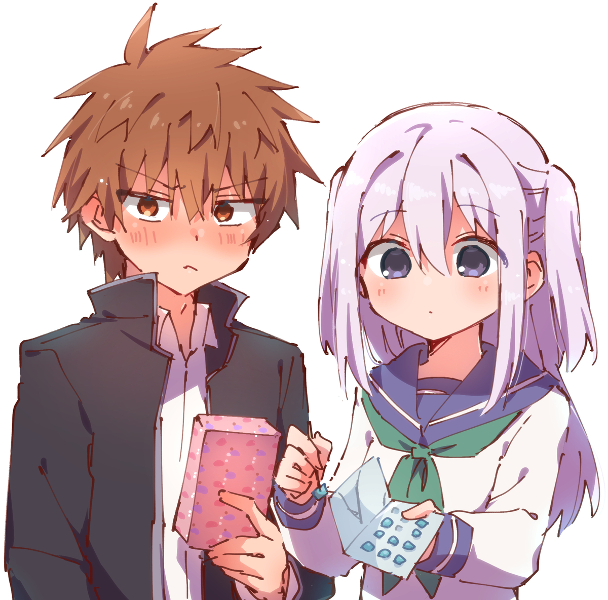 This is a pixiv picture whose title is 顔に出ない柏田さんと顔に出る太田君.