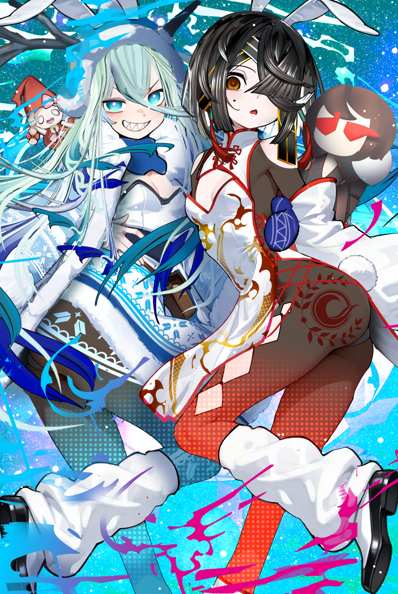 This is a pixiv picture whose title is 北欧バニー×中華バニー.