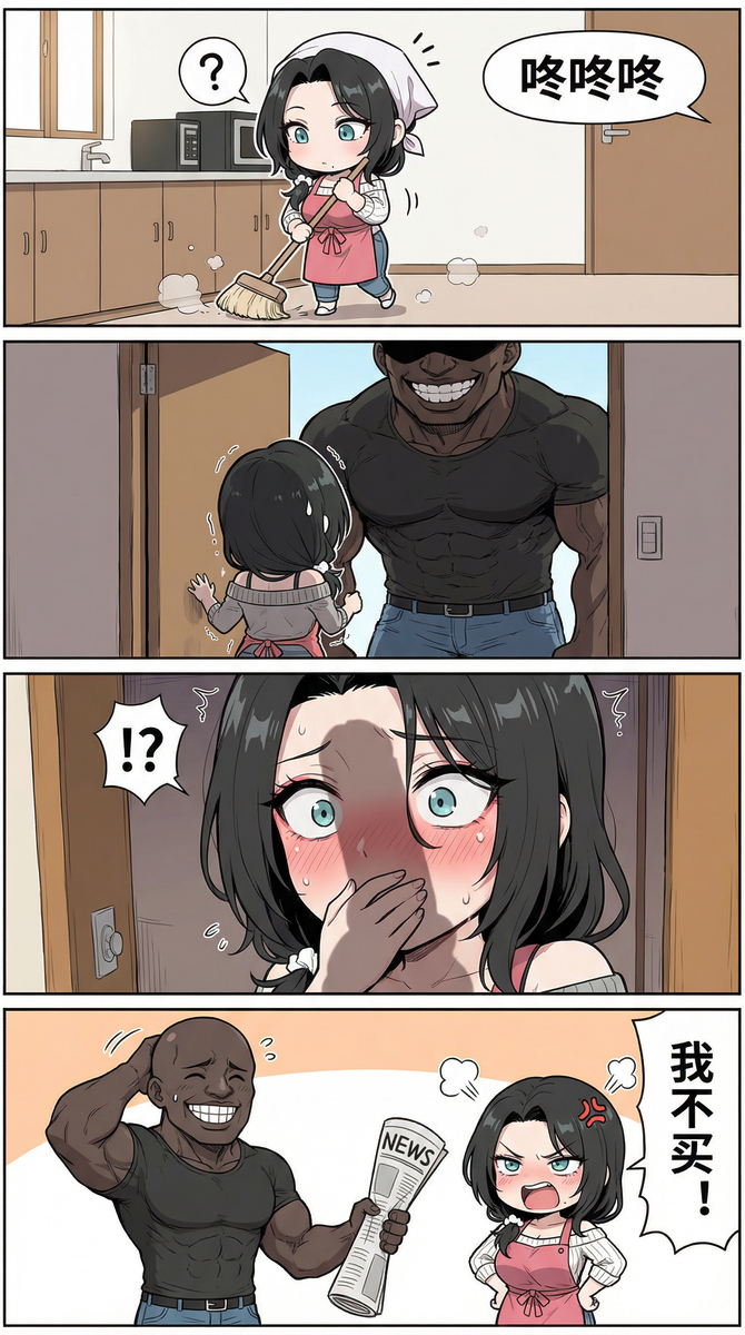 This is a pixiv picture whose title is 【椎名诗织四格】黑人.