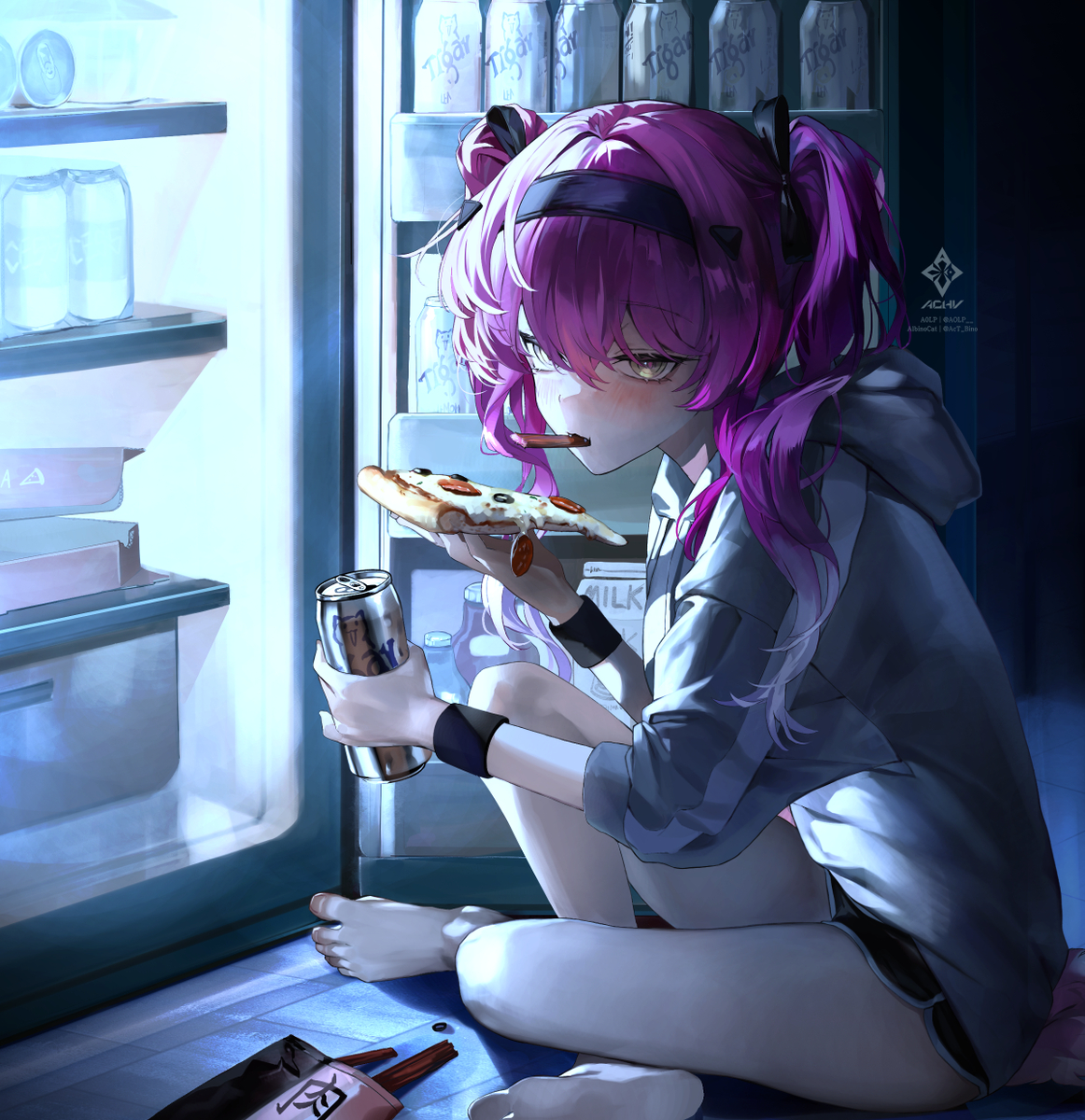 This is a pixiv picture whose title is Midnight munchies vibes.🍕.