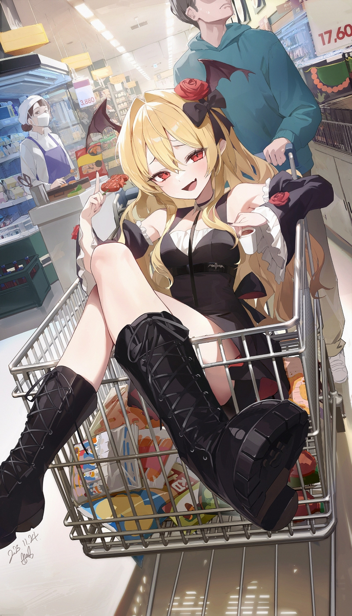 This is a pixiv picture whose title is OC🛒🌭🦇🙅‍♂️.