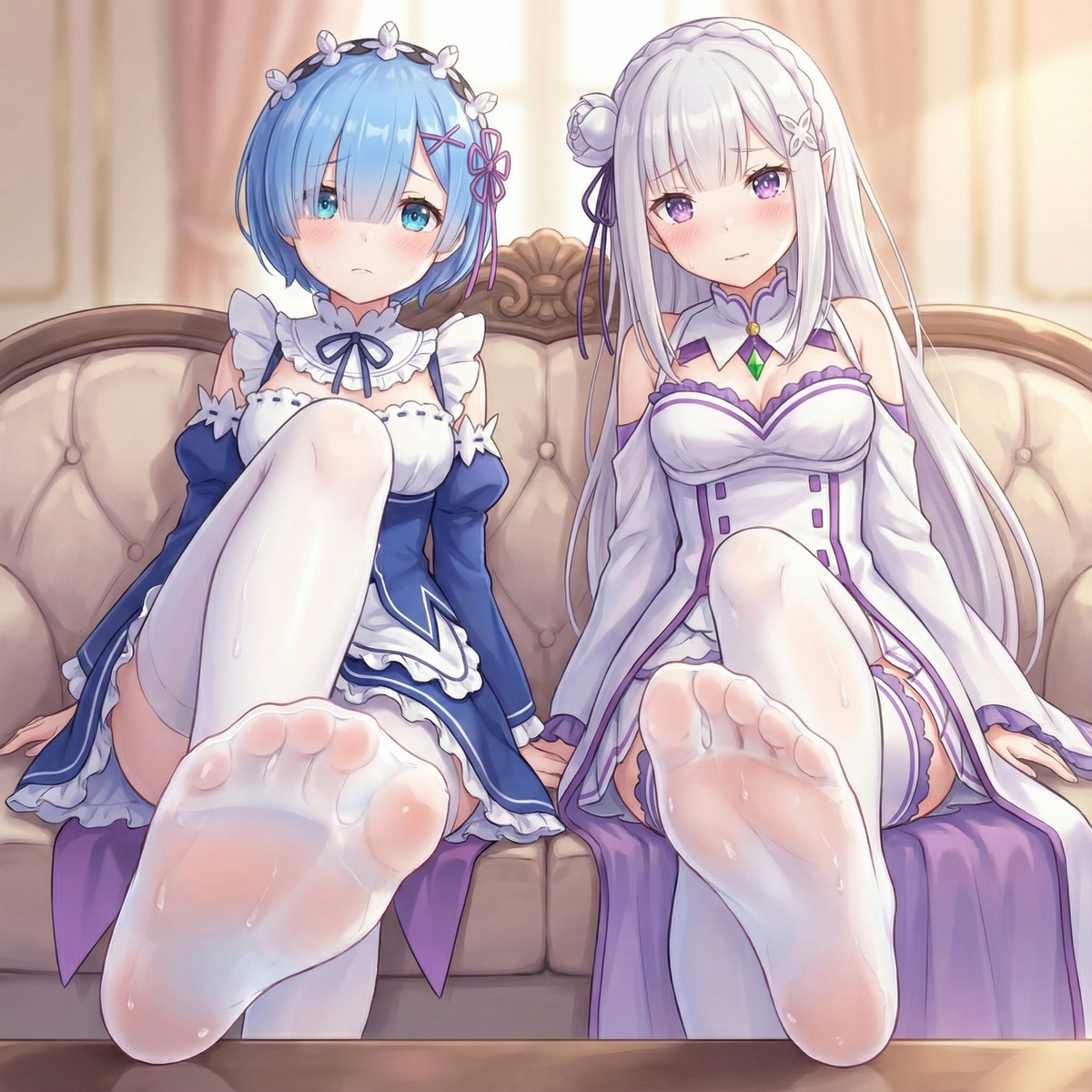 This is a pixiv picture whose title is 【Re:Zero】面白い選択問題！？.