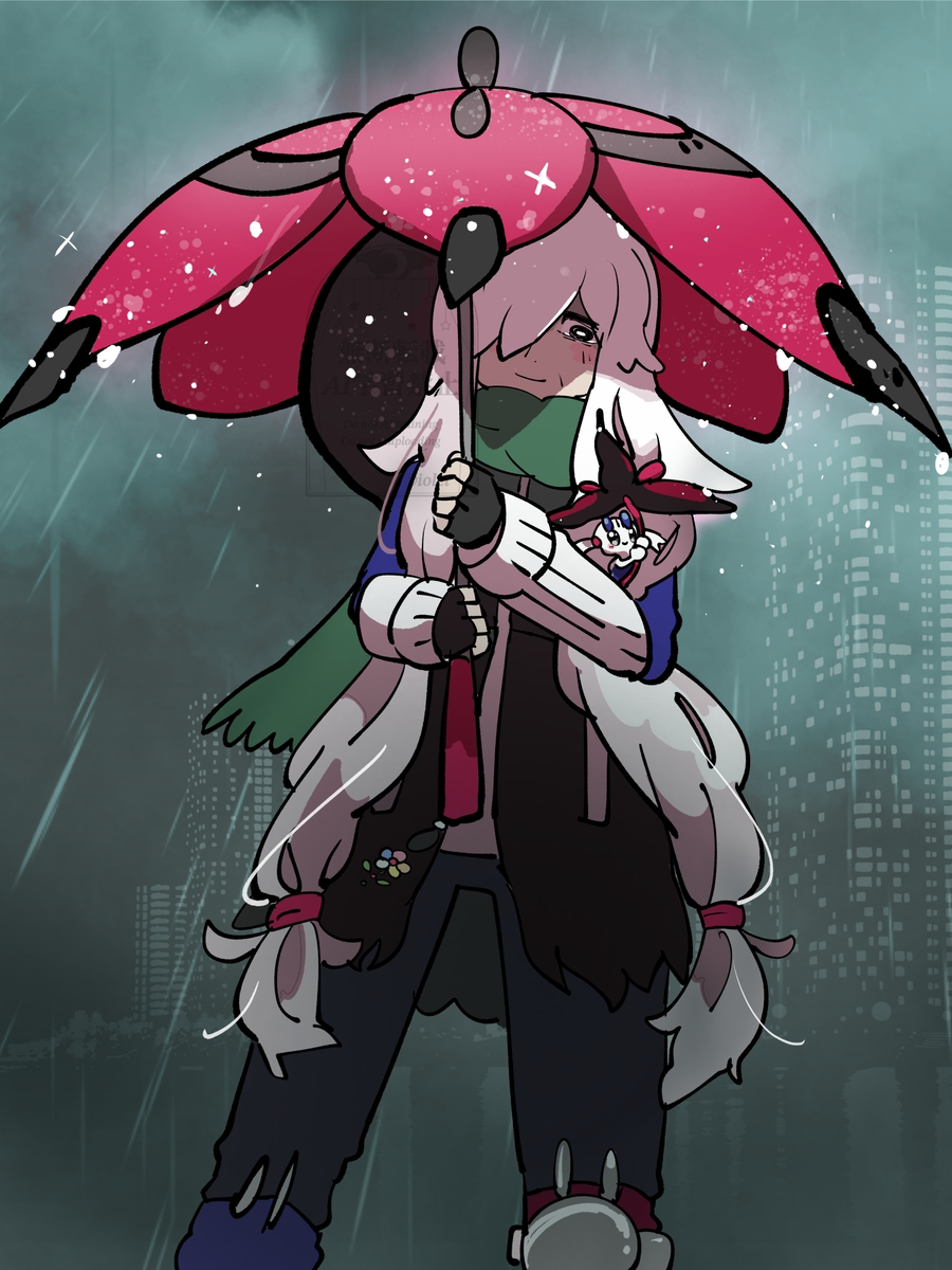 This is a pixiv picture whose title is 雨の日のAZにゃんとフラエッテ.