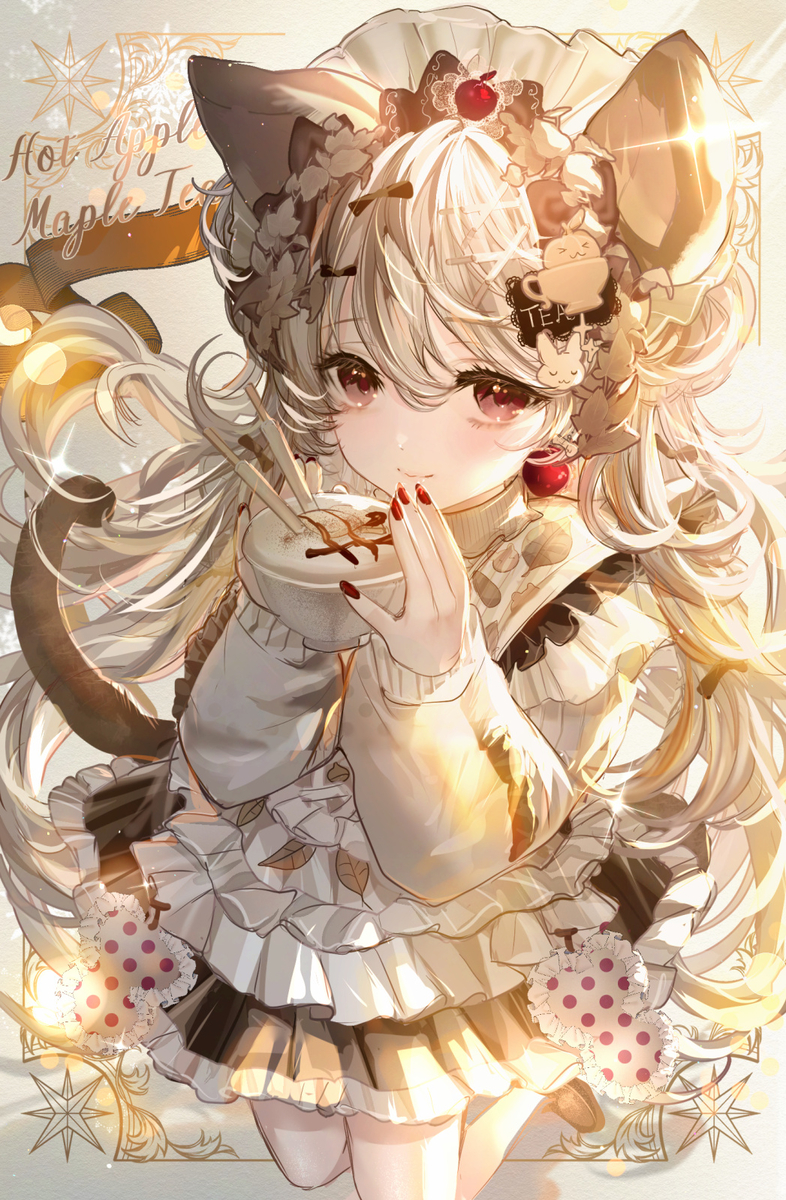 This is a pixiv picture whose title is 冬のあったかメープル＆アップルティーの妖精☕🍎.