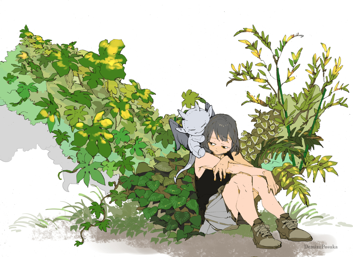 This is a pixiv picture whose title is 裏庭羽.