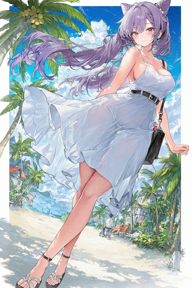 This is a pixiv picture whose title is Sundress Keqing.