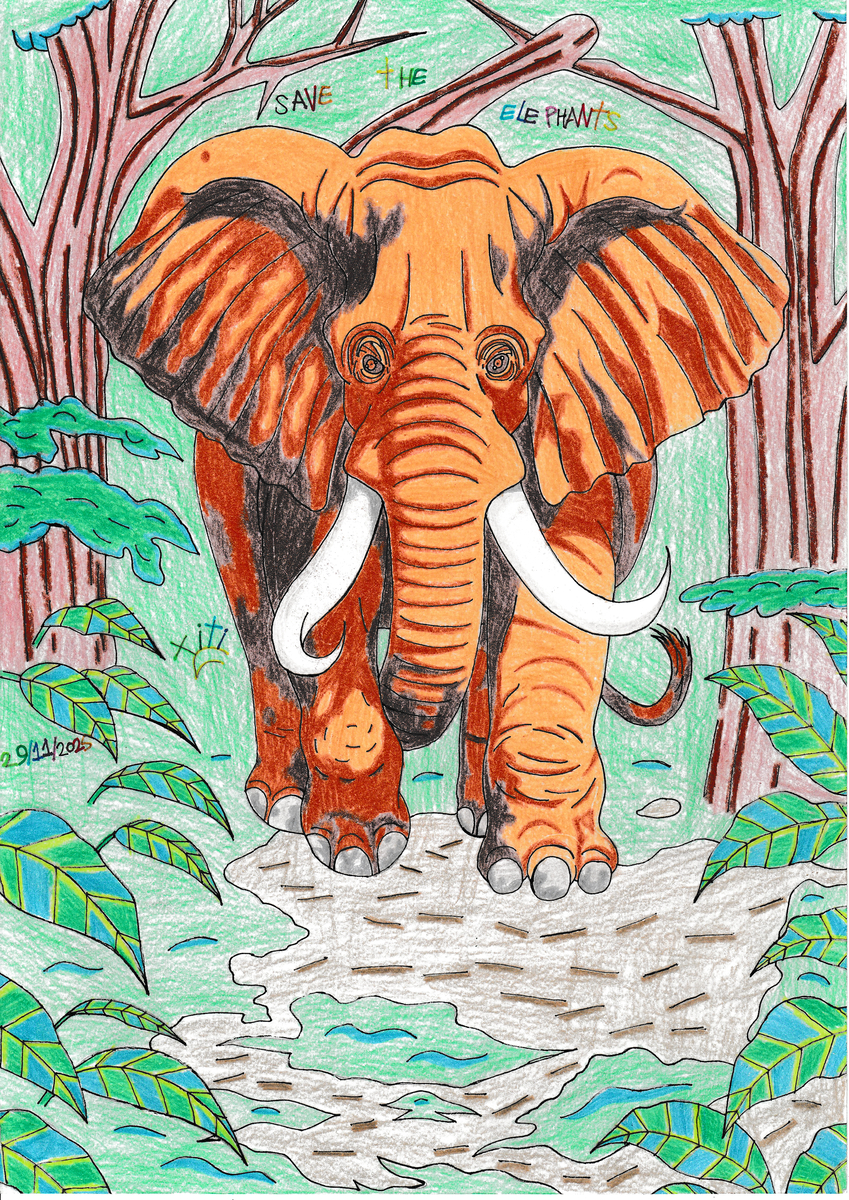 This is a pixiv picture whose title is アフリカゾウを救おう🐘🌳♻️✊🏻🐾💝🌍🍀🫶🏻.