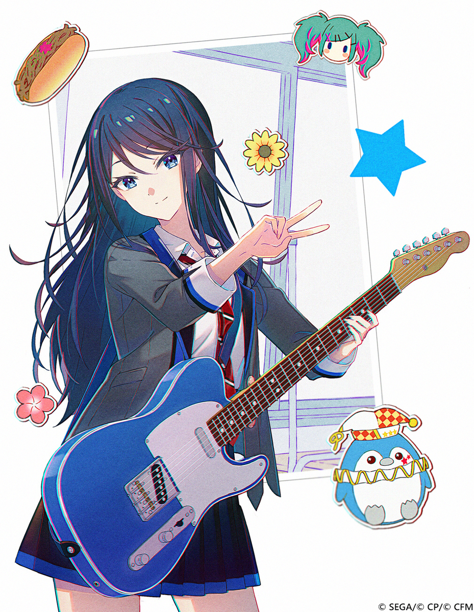 This is a pixiv picture whose title is 💙💛❤💚🩵.