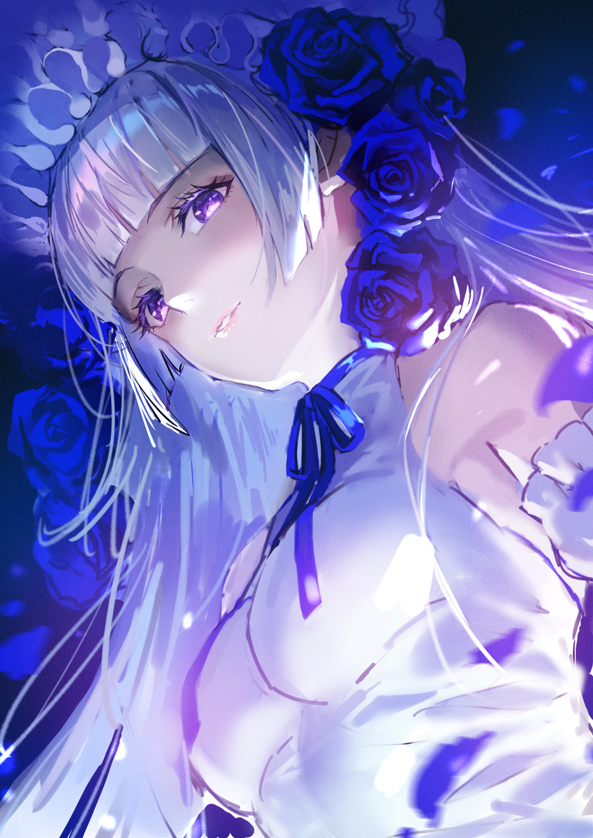 This is a pixiv picture whose title is 青薔薇.