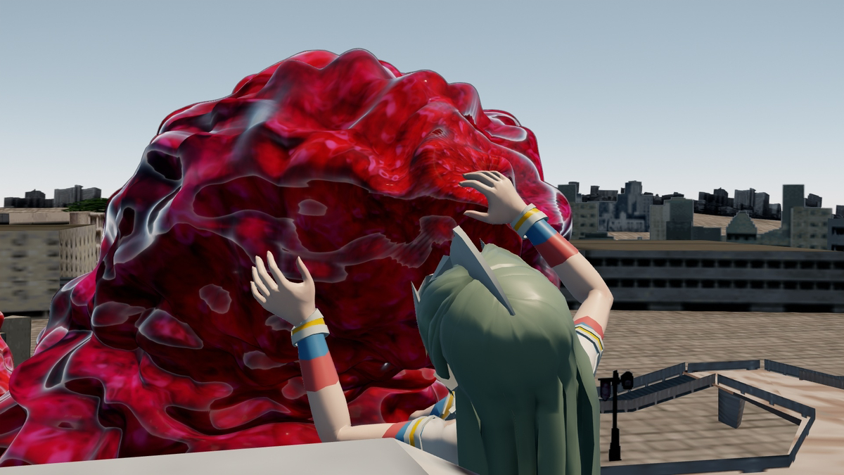 This is a pixiv picture whose title is ティオvsスライム（上）.