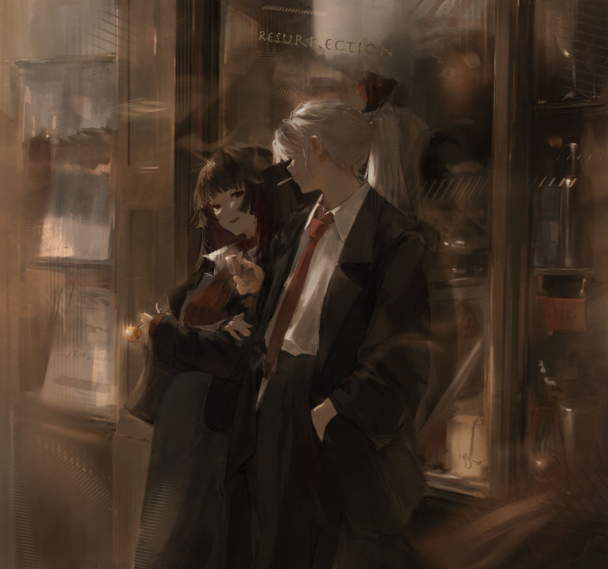 This is a pixiv picture whose title is 輝夜と妹紅.