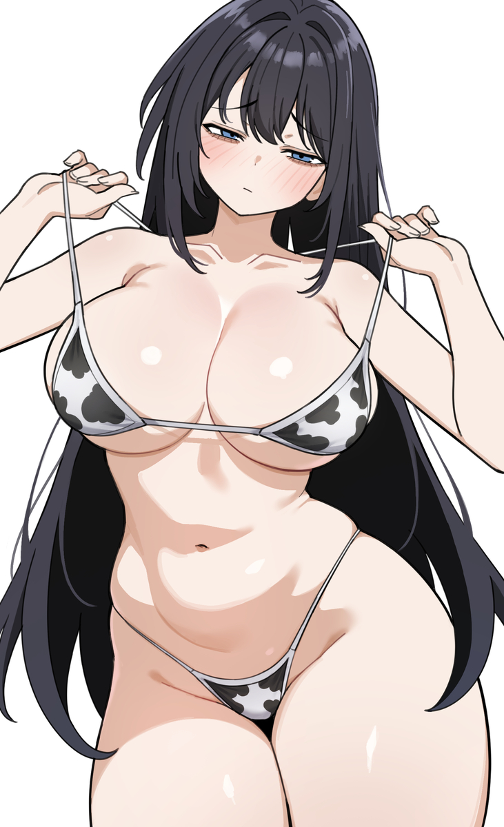 This is a pixiv picture whose title is 오랜만에 젖소비키니 낙서.