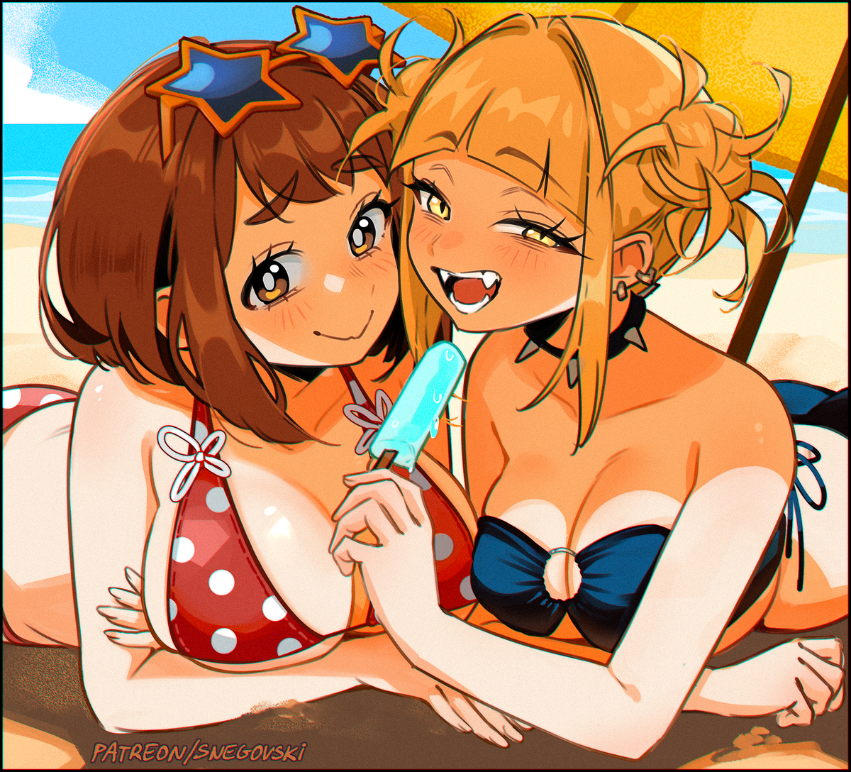 This is a pixiv picture whose title is BNHA beach episode.
