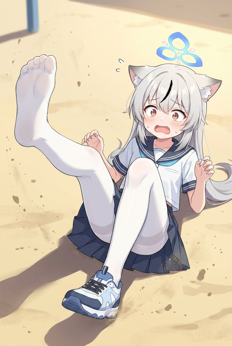 This is a pixiv picture whose title is 【碧蓝档案】靴を落とした？！！.