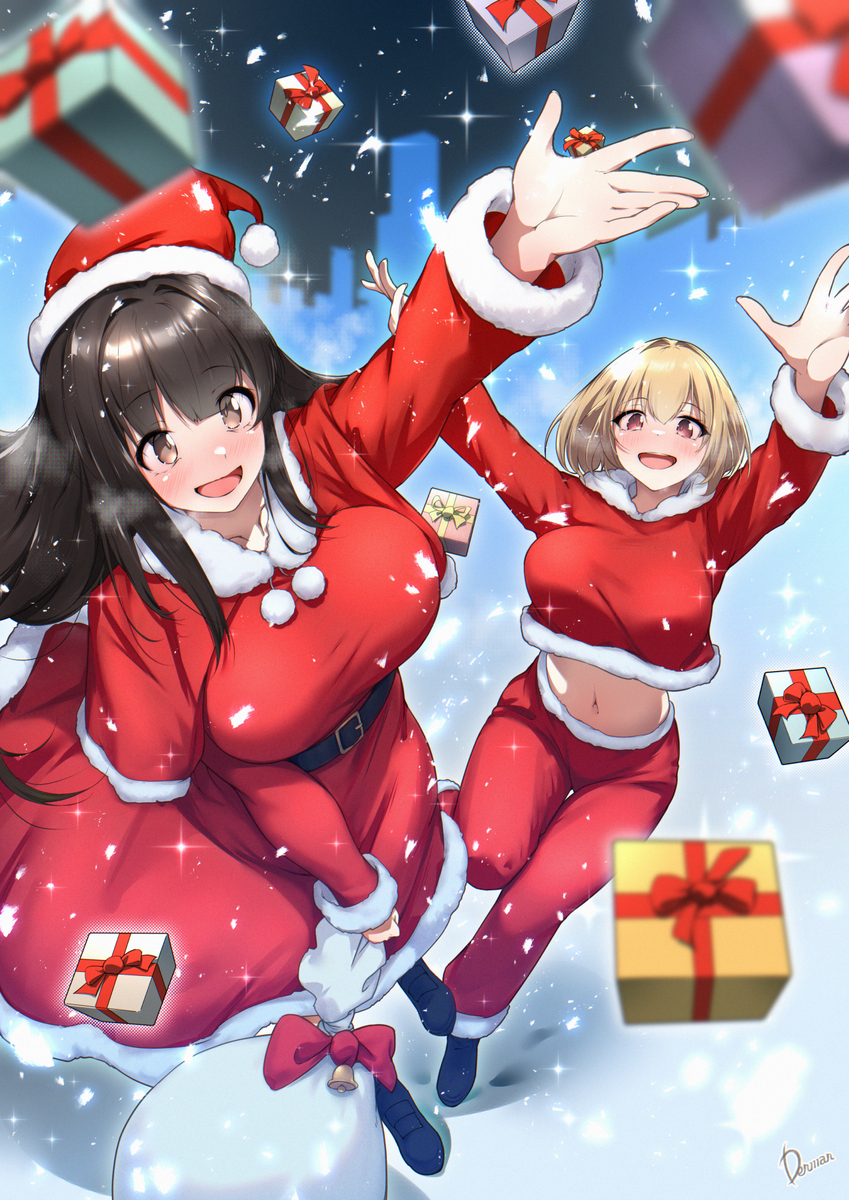 This is a pixiv picture whose title is 🎁天理と玲子のサンタイベ🎉【Skeb】.