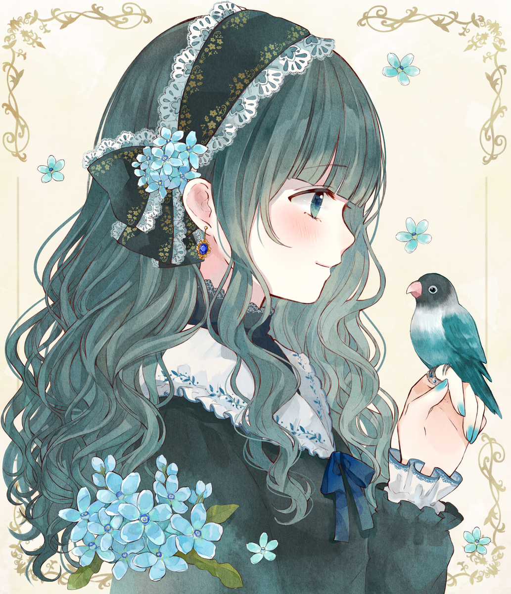 This is a pixiv picture whose title is ボタンインコ.